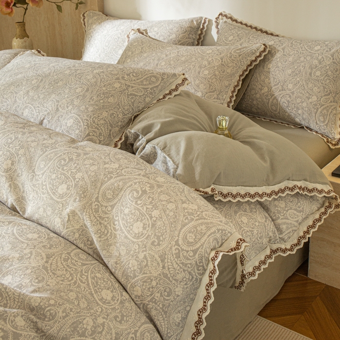 优米家纺 2026新款棉麻印花四件套 暮色织语