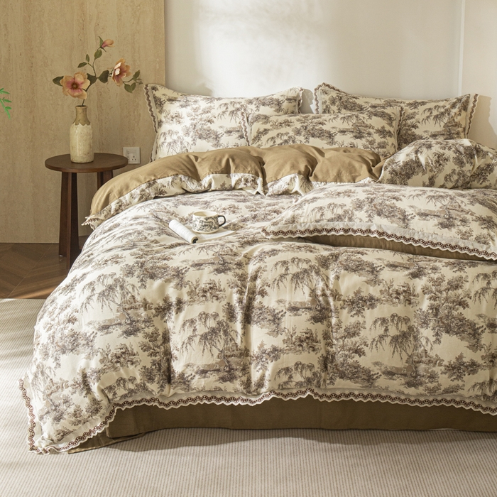 91家纺网 家纺一手货源 找家纺 优米家纺 2026新款棉麻印花四件套 光年之外