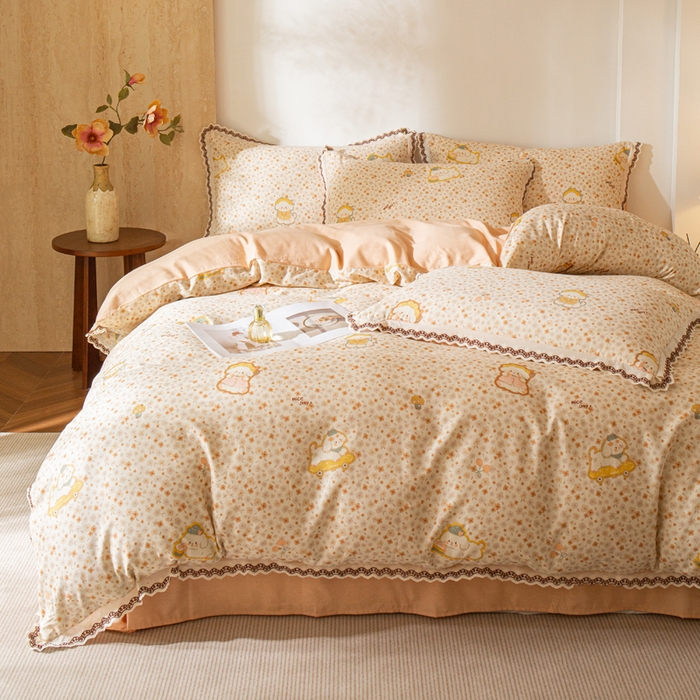 91家纺网 家纺一手货源 找家纺 优米家纺 2026新款棉麻印花四件套 狗狗乐园