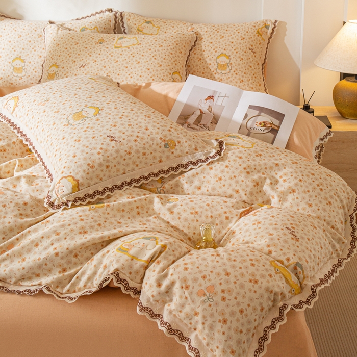 91家纺网 家纺一手货源 找家纺 优米家纺 2026新款棉麻印花四件套 狗狗乐园