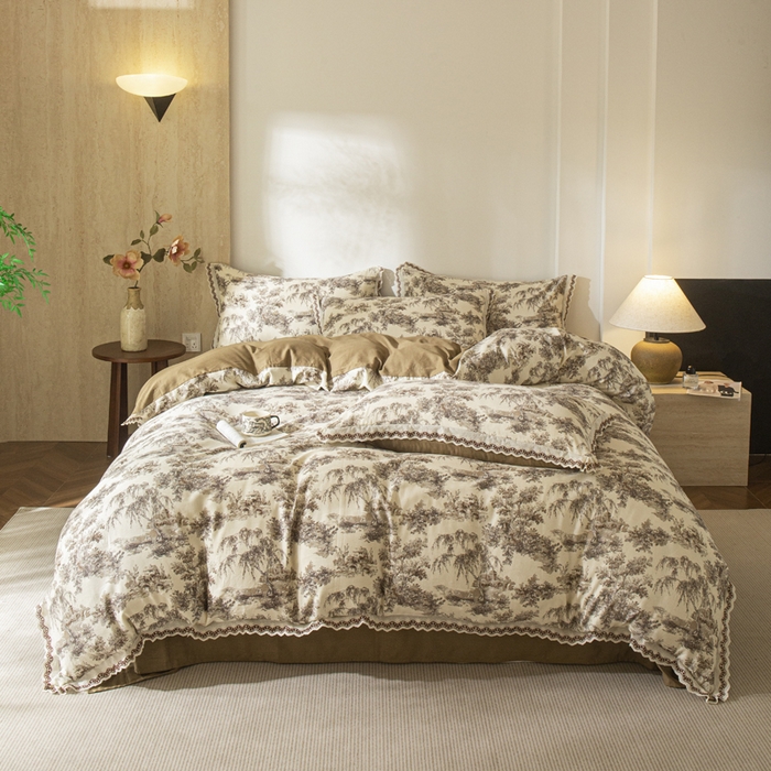 91家纺网 家纺一手货源 找家纺 优米家纺 2026新款棉麻印花四件套 光年之外