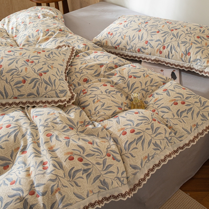 91家纺网 家纺一手货源 找家纺 优米家纺 2026新款棉麻印花四件套 热带汐语