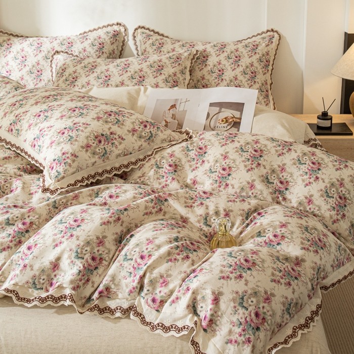 91家纺网 家纺一手货源 找家纺 优米家纺 2026新款棉麻印花四件套 花熙