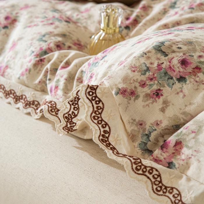 91家纺网 家纺一手货源 找家纺 优米家纺 2026新款棉麻印花四件套 花熙