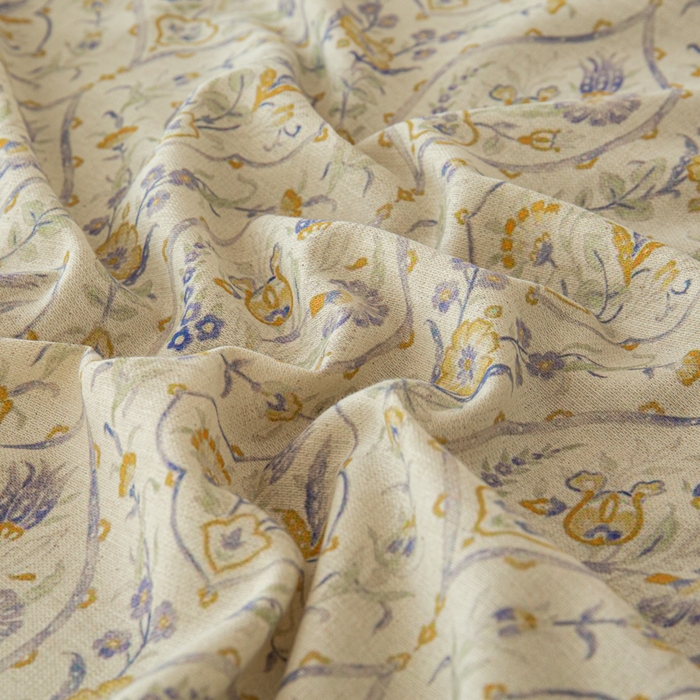 91家纺网 家纺一手货源 找家纺 优米家纺 2026新款棉麻印花四件套 蔓叶森语