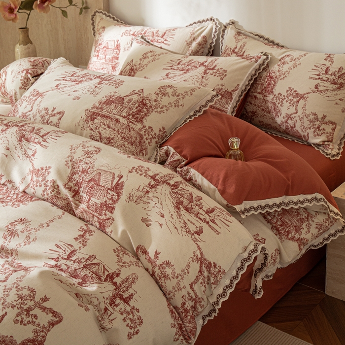 优米家纺 2026新款棉麻印花四件套 香韵满园