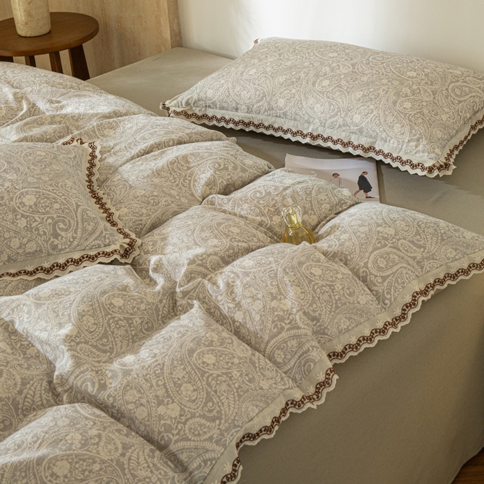 91家纺网 家纺一手货源 找家纺 优米家纺 2026新款棉麻印花四件套 暮色织语