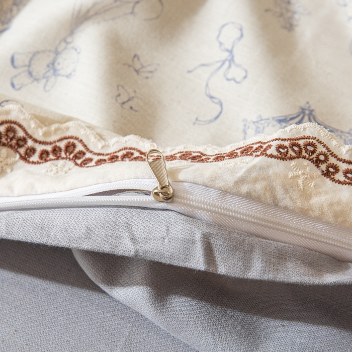 91家纺网 家纺一手货源 找家纺 优米家纺 2026新款棉麻印花四件套 木马乐园