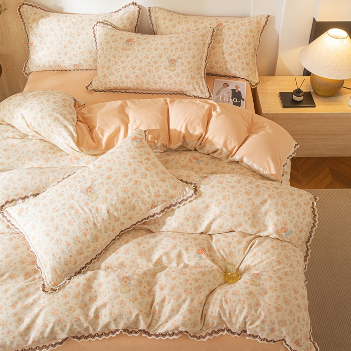 91家纺网 家纺一手货源 找家纺 优米家纺 2026新款棉麻印花四件套 精灵仙子