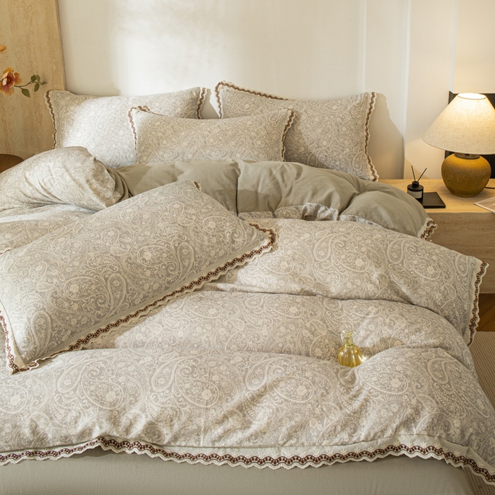 91家纺网 家纺一手货源 找家纺 优米家纺 2026新款棉麻印花四件套 暮色织语