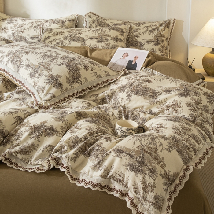 91家纺网 家纺一手货源 找家纺 优米家纺 2026新款棉麻印花四件套 光年之外