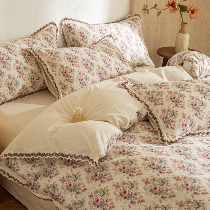 91家纺网 家纺一手货源 找家纺 优米家纺 2026新款棉麻印花四件套 花熙