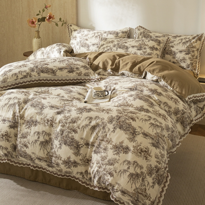 91家纺网 家纺一手货源 找家纺 优米家纺 2026新款棉麻印花四件套 光年之外