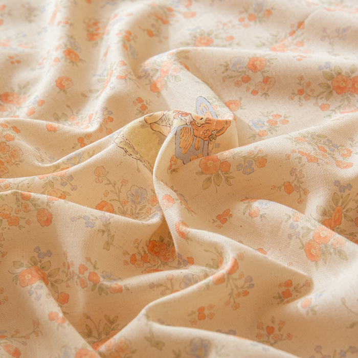 91家纺网 家纺一手货源 找家纺 优米家纺 2026新款棉麻印花四件套 精灵仙子