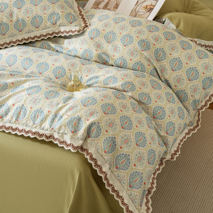 91家纺网 家纺一手货源 找家纺 优米家纺 2026新款棉麻印花四件套 云思木想