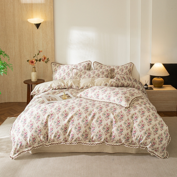 91家纺网 家纺一手货源 找家纺 优米家纺 2026新款棉麻印花四件套 花熙