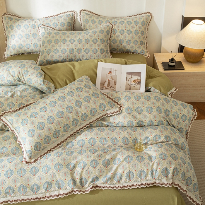 91家纺网 家纺一手货源 找家纺 优米家纺 2026新款棉麻印花四件套 云思木想