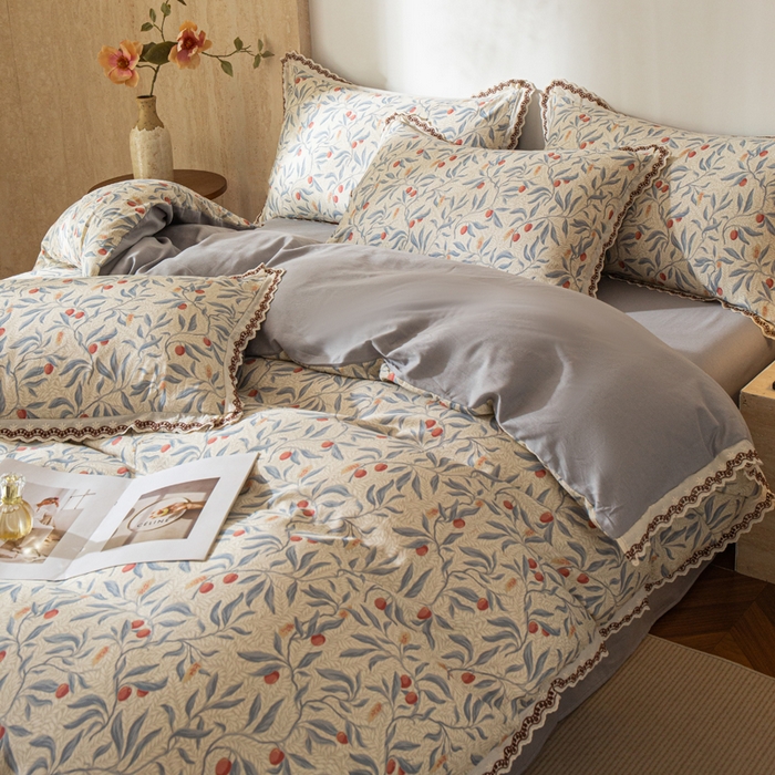 91家纺网 家纺一手货源 找家纺 优米家纺 2026新款棉麻印花四件套 热带汐语