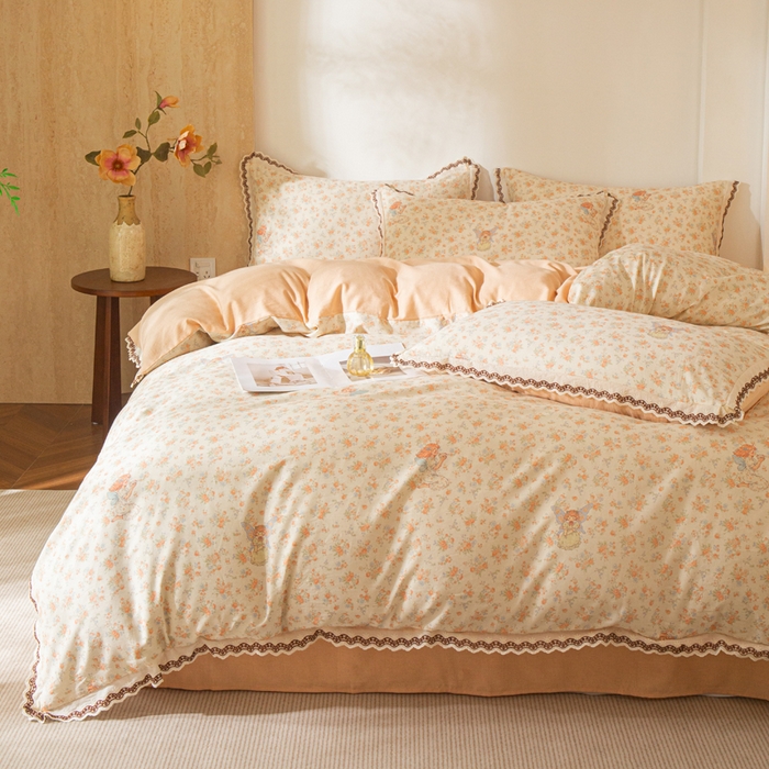 91家纺网 家纺一手货源 找家纺 优米家纺 2026新款棉麻印花四件套 精灵仙子