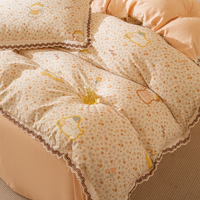 91家纺网 家纺一手货源 找家纺 优米家纺 2026新款棉麻印花四件套 狗狗乐园