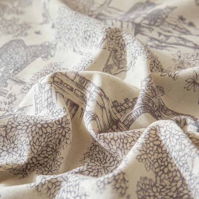 91家纺网 家纺一手货源 找家纺 优米家纺 2026新款棉麻印花四件套 夜曲