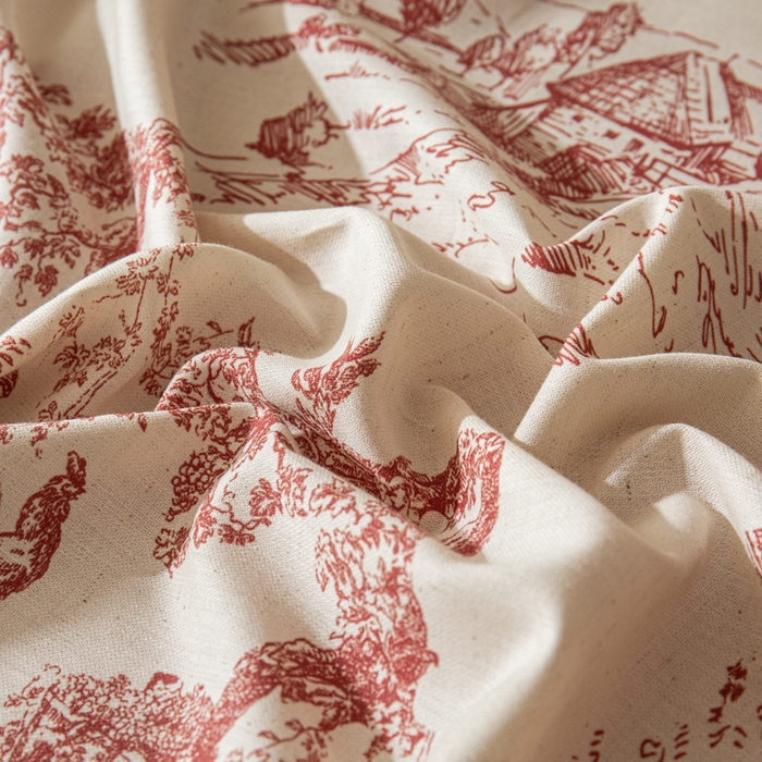 91家纺网 家纺一手货源 找家纺 优米家纺 2026新款棉麻印花四件套 香韵满园