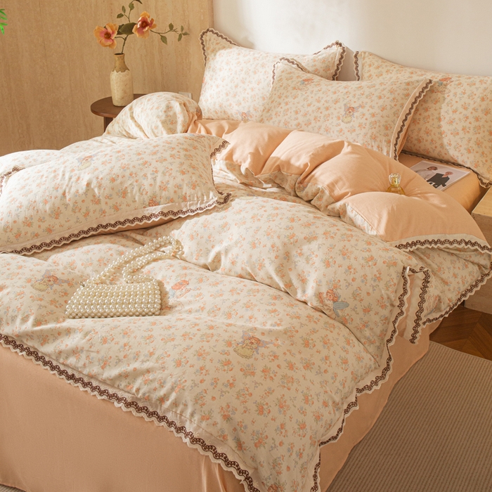 91家纺网 家纺一手货源 找家纺 优米家纺 2026新款棉麻印花四件套 精灵仙子