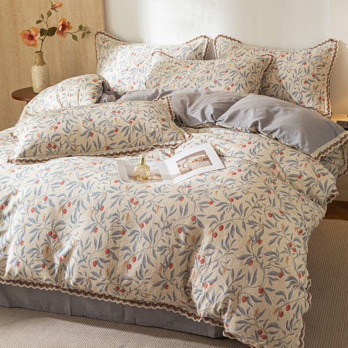 91家纺网 家纺一手货源 找家纺 优米家纺 2026新款棉麻印花四件套 热带汐语