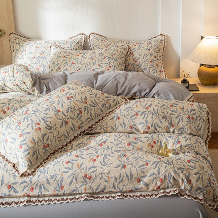 91家纺网 家纺一手货源 找家纺 优米家纺 2026新款棉麻印花四件套 热带汐语