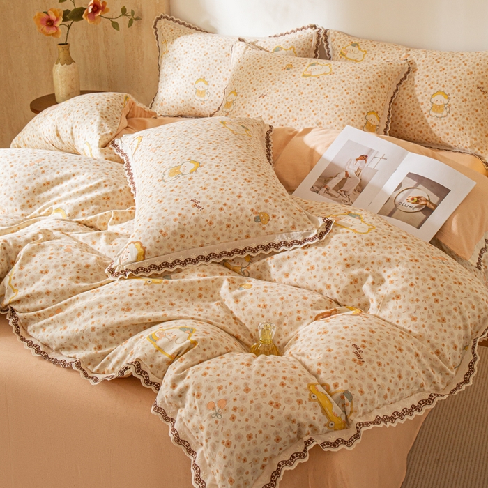 91家纺网 家纺一手货源 找家纺 优米家纺 2026新款棉麻印花四件套 狗狗乐园