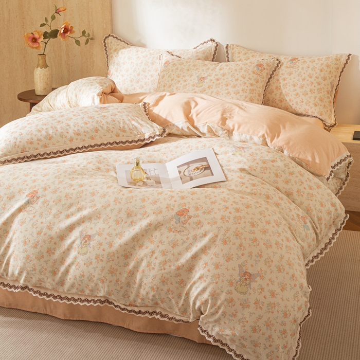 91家纺网 家纺一手货源 找家纺 优米家纺 2026新款棉麻印花四件套 精灵仙子