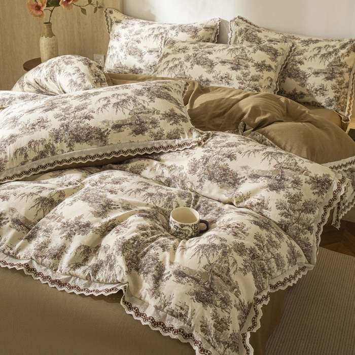 91家纺网 家纺一手货源 找家纺 优米家纺 2026新款棉麻印花四件套 光年之外