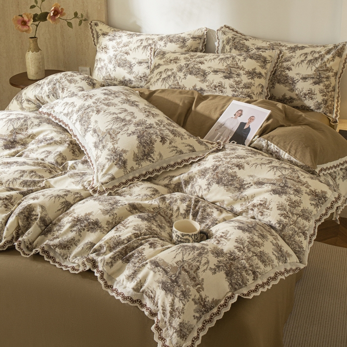 91家纺网 家纺一手货源 找家纺 优米家纺 2026新款棉麻印花四件套 光年之外