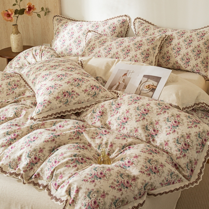 91家纺网 家纺一手货源 找家纺 优米家纺 2026新款棉麻印花四件套 花熙