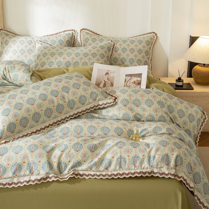 91家纺网 家纺一手货源 找家纺 优米家纺 2026新款棉麻印花四件套 云思木想