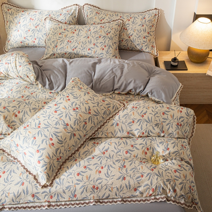 91家纺网 家纺一手货源 找家纺 优米家纺 2026新款棉麻印花四件套 热带汐语