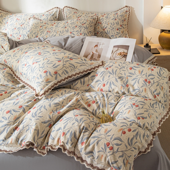 91家纺网 家纺一手货源 找家纺 优米家纺 2026新款棉麻印花四件套 热带汐语