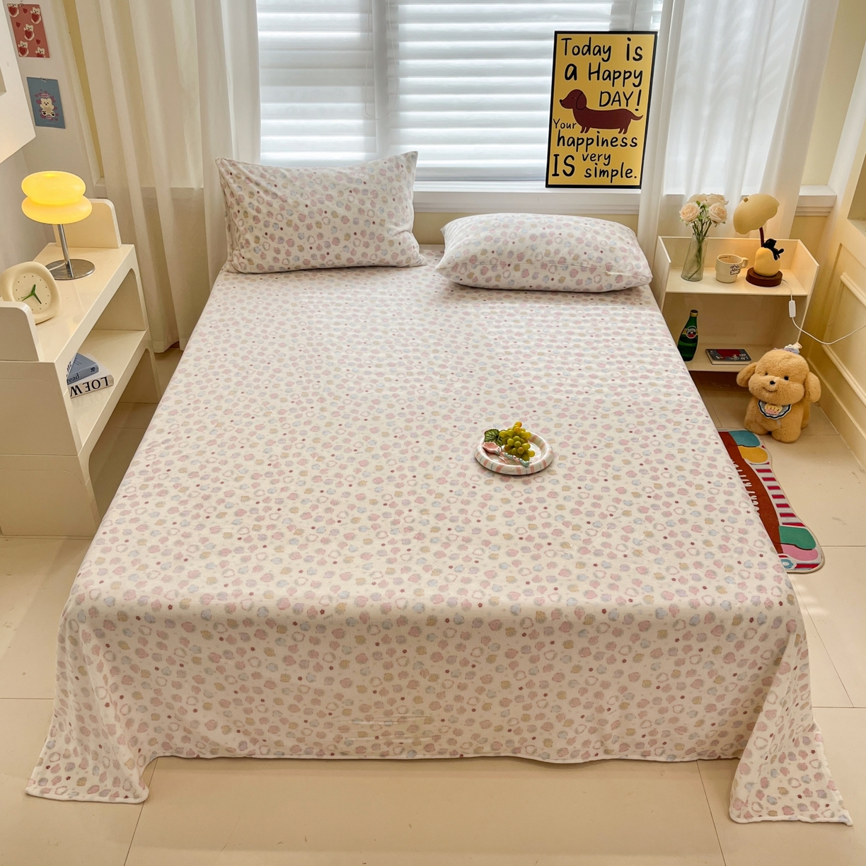 小桃姐家纺 2025新款高克重牛奶绒印花床单单品床单床单单件 草莓多多