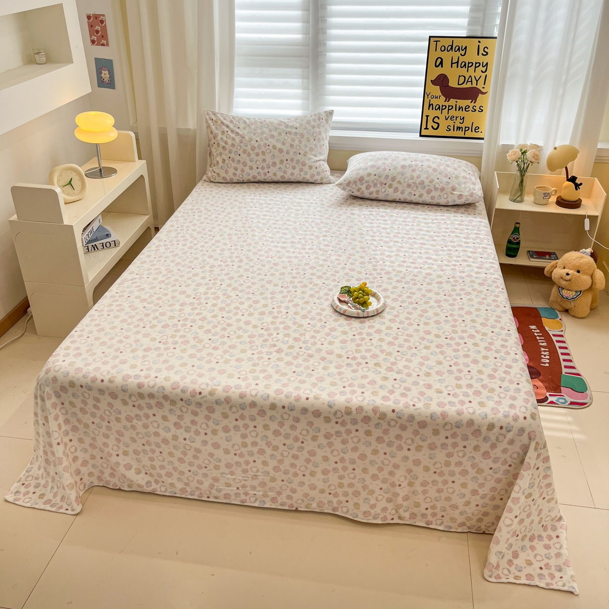 91家纺网 家纺一手货源 找家纺 小桃姐家纺 2025新款高克重牛奶绒印花床单单品床单床单单件 草莓多多