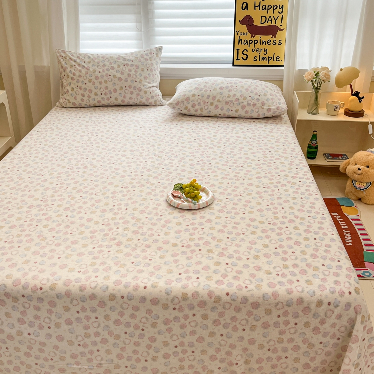 91家纺网 家纺一手货源 找家纺 小桃姐家纺 2025新款高克重牛奶绒印花床单单品床单床单单件 草莓多多