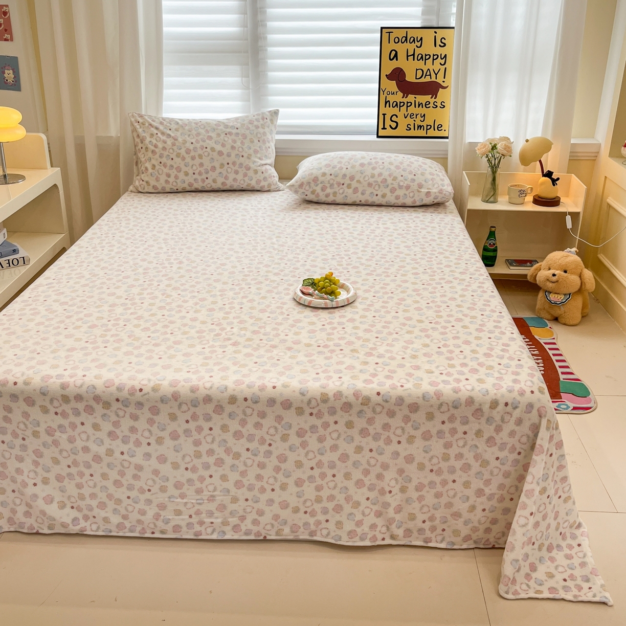 91家纺网 家纺一手货源 找家纺 小桃姐家纺 2025新款高克重牛奶绒印花床单单品床单床单单件 草莓多多