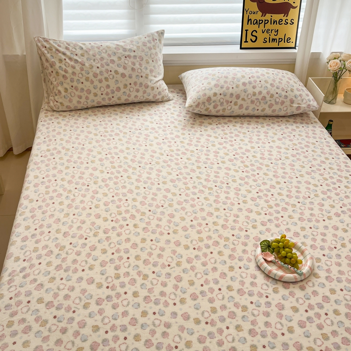 91家纺网 家纺一手货源 找家纺 小桃姐家纺 2025新款高克重牛奶绒印花床单单品床单床单单件 草莓多多