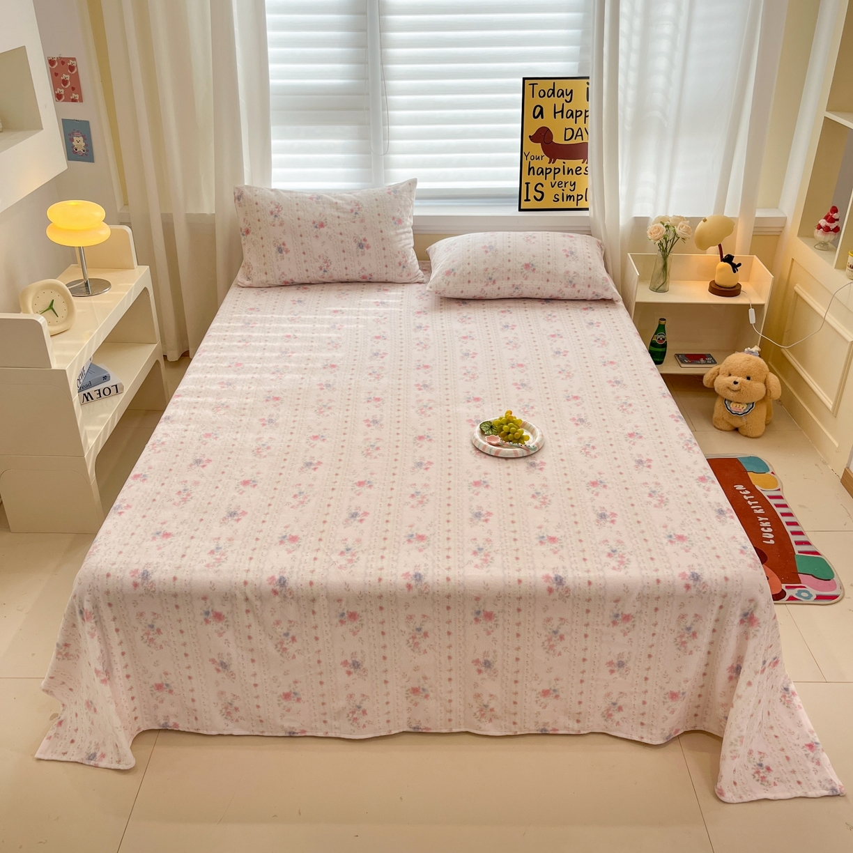 小桃姐家纺 2025新款高克重牛奶绒印花床单单品床单床单单件 初晴