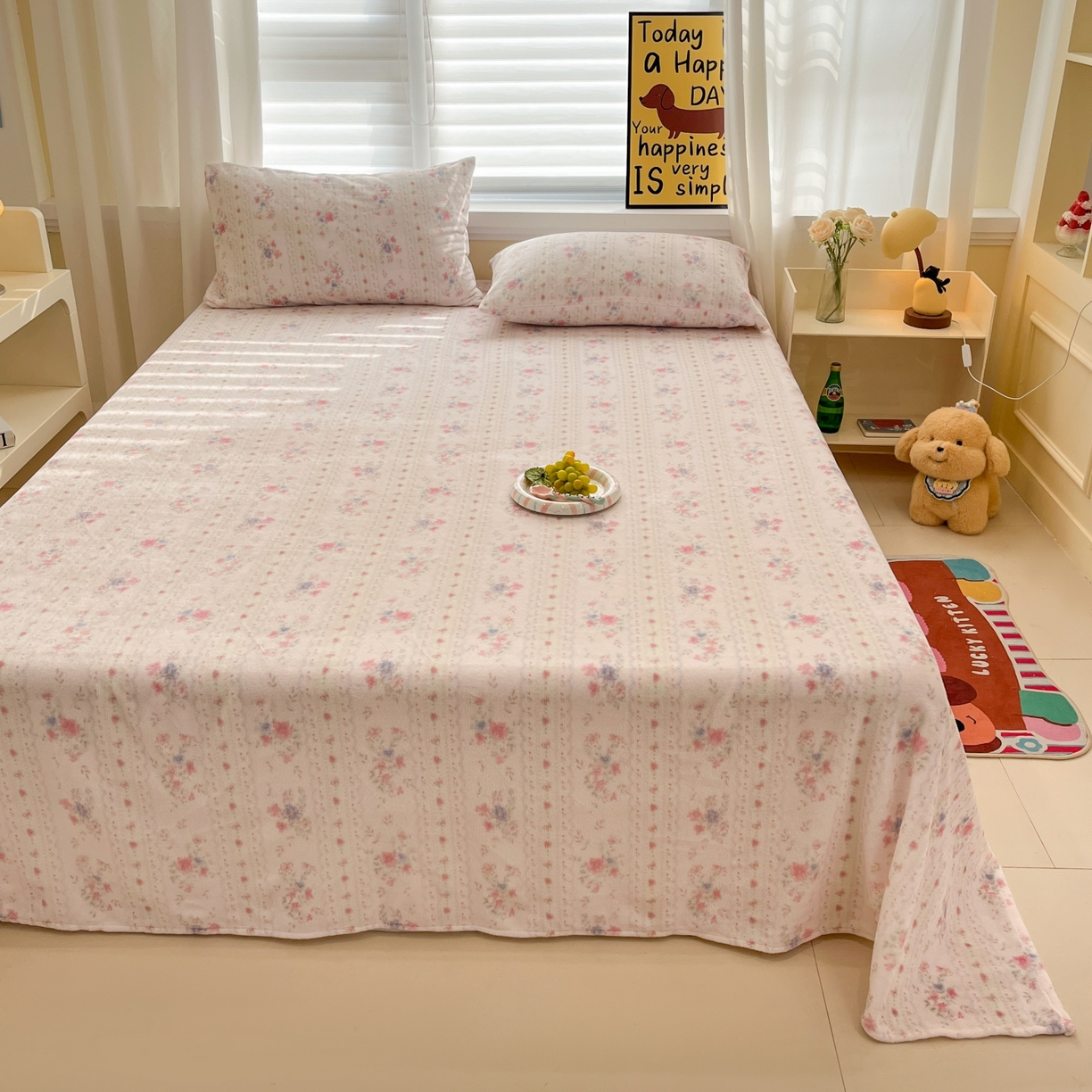 91家纺网 家纺一手货源 找家纺 小桃姐家纺 2025新款高克重牛奶绒印花床单单品床单床单单件 初晴