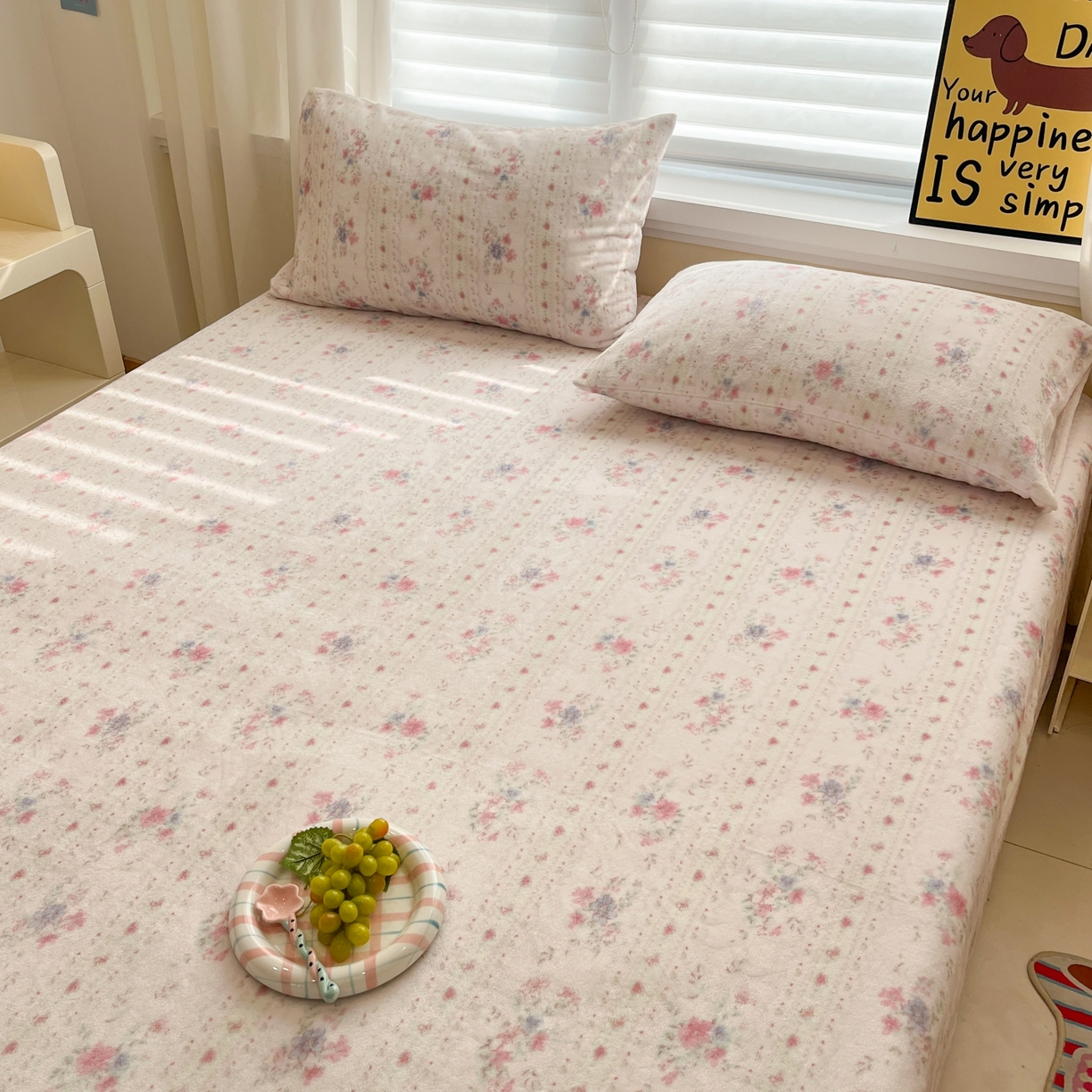 91家纺网 家纺一手货源 找家纺 小桃姐家纺 2025新款高克重牛奶绒印花床单单品床单床单单件 初晴