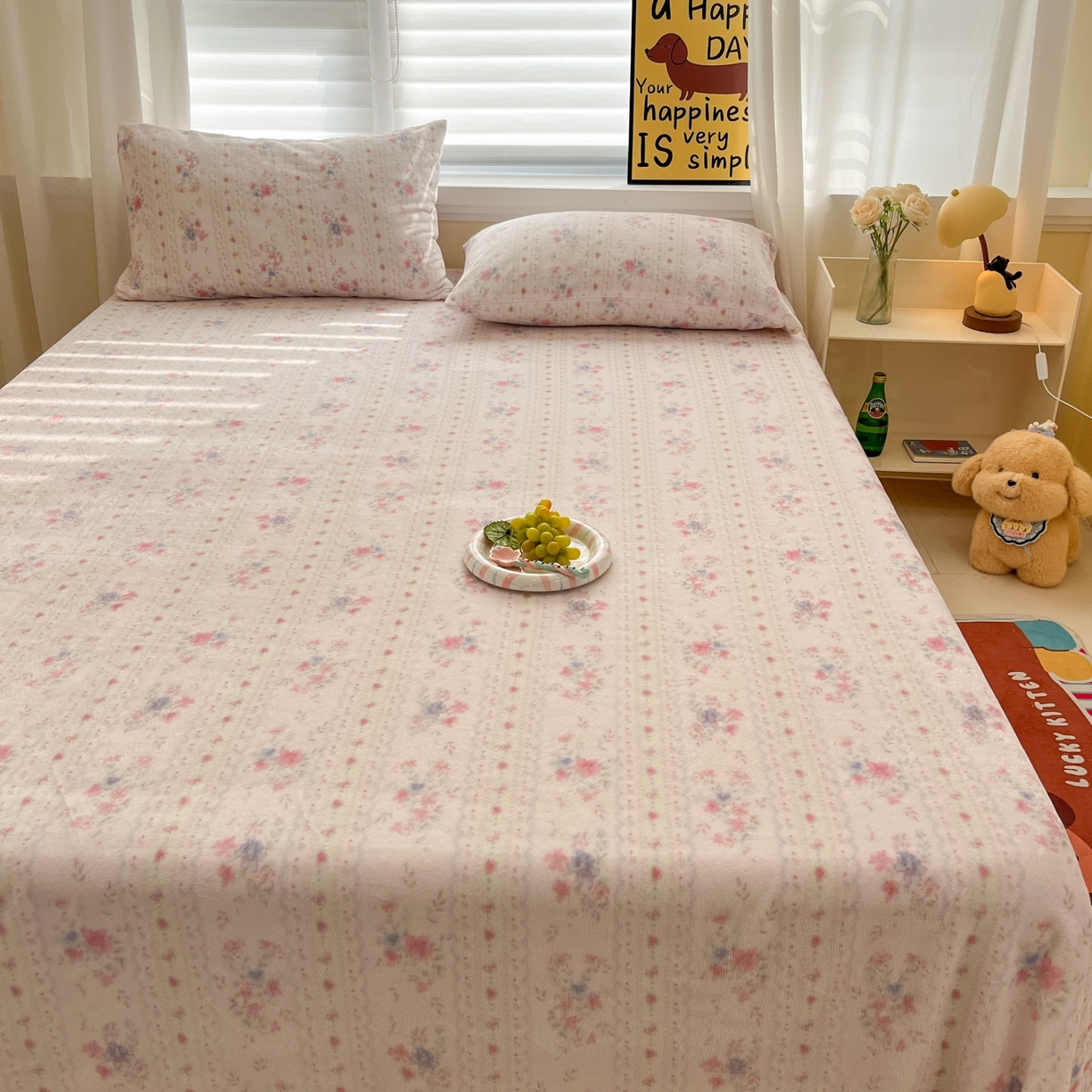 91家纺网 家纺一手货源 找家纺 小桃姐家纺 2025新款高克重牛奶绒印花床单单品床单床单单件 初晴