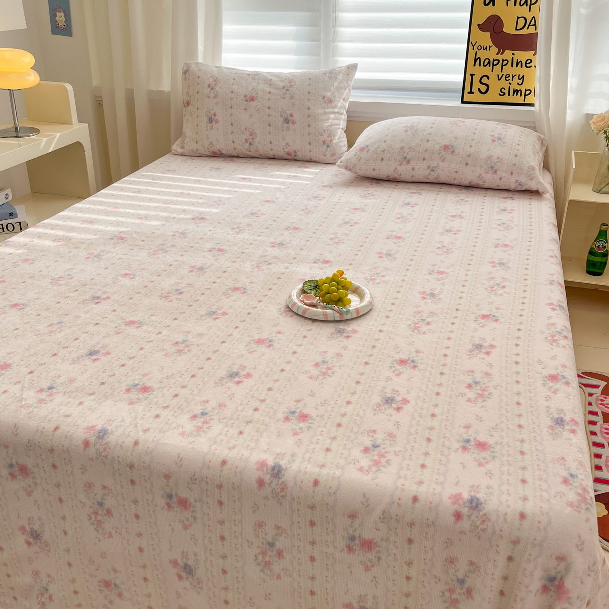 91家纺网 家纺一手货源 找家纺 小桃姐家纺 2025新款高克重牛奶绒印花床单单品床单床单单件 初晴