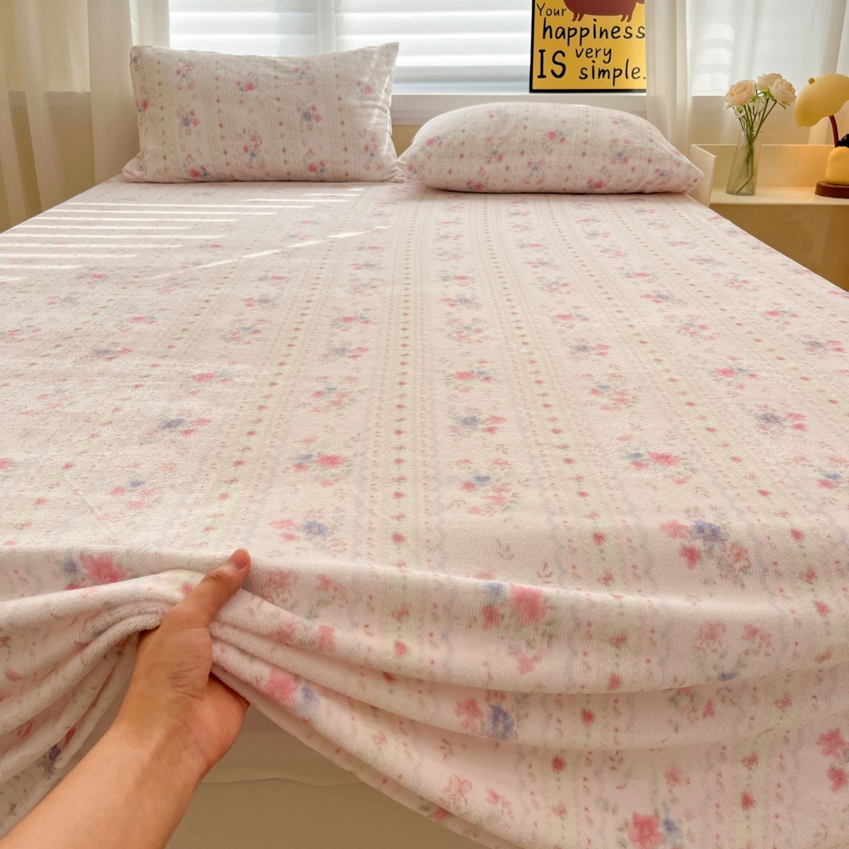 91家纺网 家纺一手货源 找家纺 小桃姐家纺 2025新款高克重牛奶绒印花床单单品床单床单单件 初晴