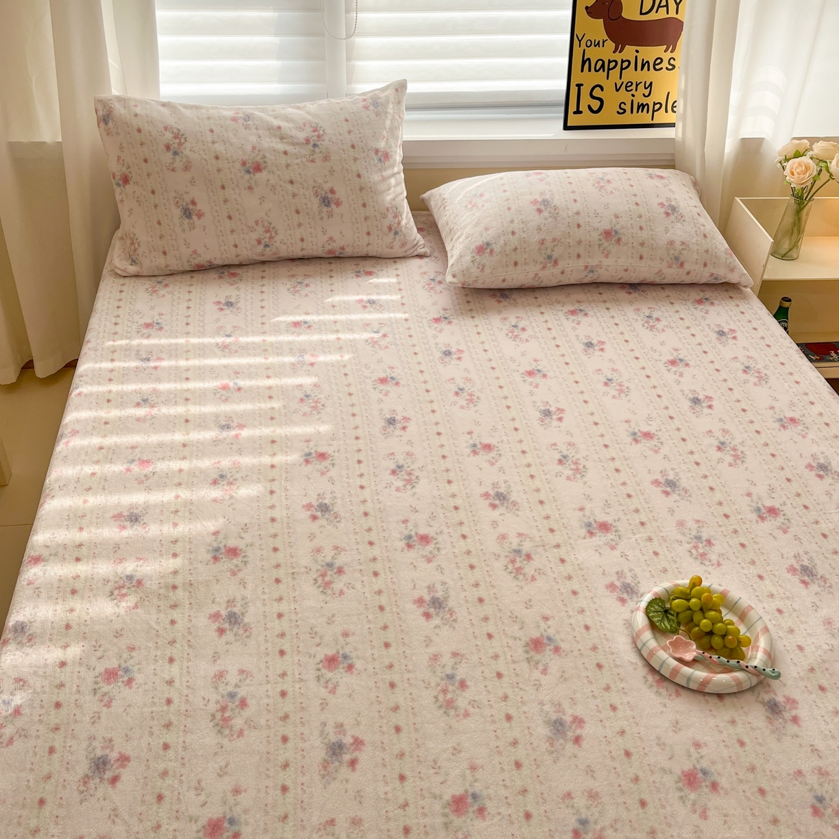 91家纺网 家纺一手货源 找家纺 小桃姐家纺 2025新款高克重牛奶绒印花床单单品床单床单单件 初晴