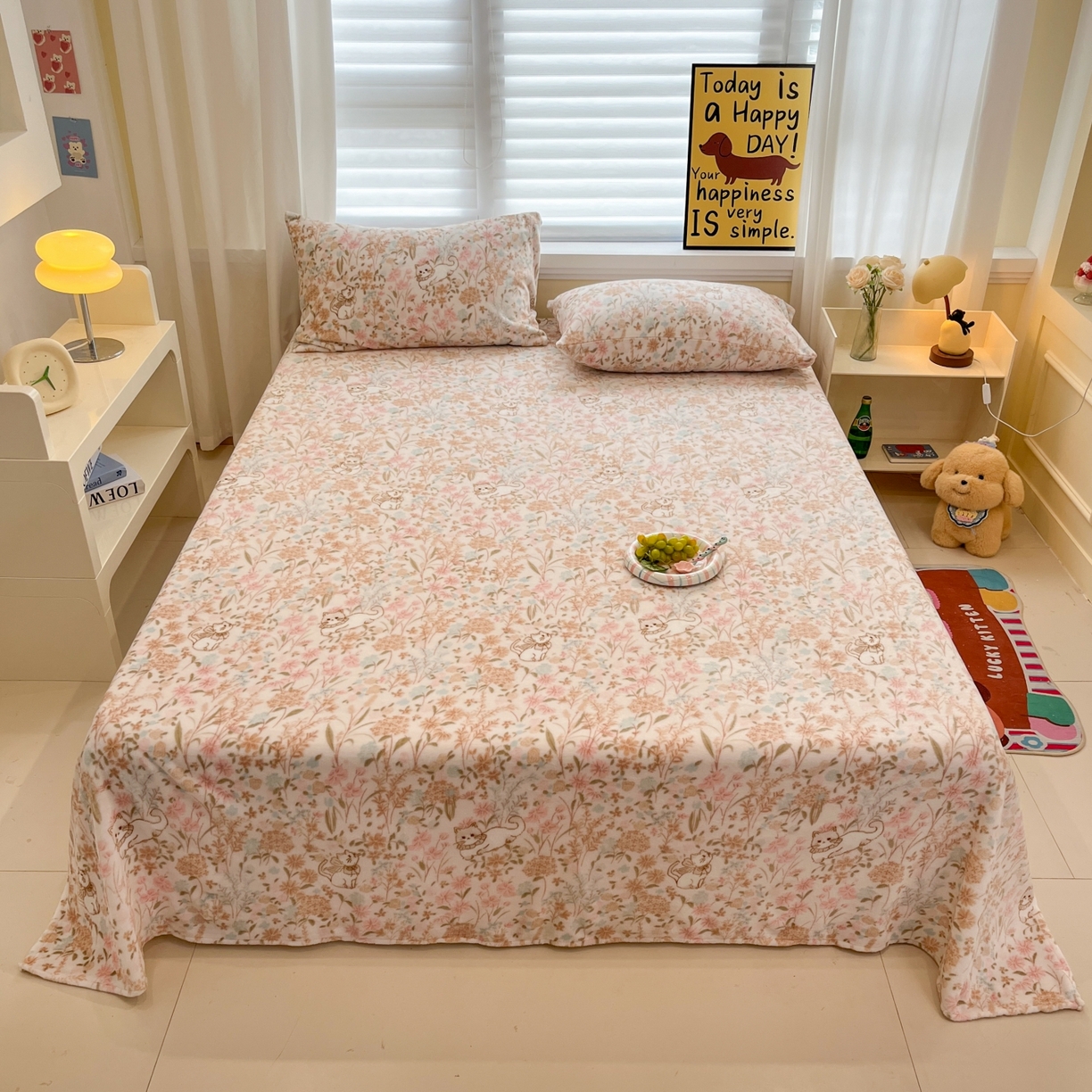 小桃姐家纺 2025新款高克重牛奶绒印花床单单品床单床单单件 花海